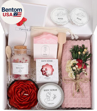 Rose Spa Gifts for Women - 12Pc Self-Care Spa Gift Basket with Scented Candle, B