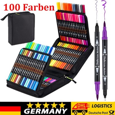 Aquarellstifte Dual Brush Pen 100 Farben Set Filzstifte Pinselstifte Fasermaler