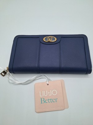 Liu Jo Geldbörse Kunstleder Blau Damen XL Zip Around Elegant 