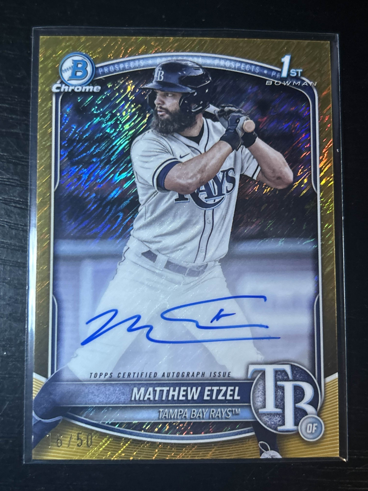 Matthew Etzel 2025 Bowman Chrome #CPA-ME Gold Shimmer Auto /50 1st Rookie RC
