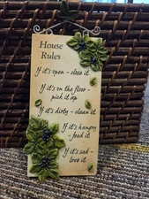 3x7 Foral House Rules Sign Magnet