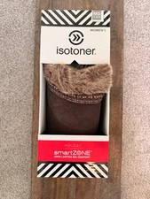 Isotoner Brown SmartZONE Holiday Slipper Boots Size MD 7.5-8 Faux Fur Gel NIB