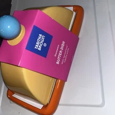 Tabitha Brown Butter Dish, Spread Love Orange Yellow and Blue Postmodern Design