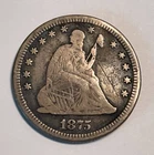 1875-P US 25C Seated Liberty Silver Quarter Coin