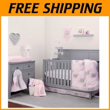 Set lenzuola culla 8 pezzi rosa e grigio elefante