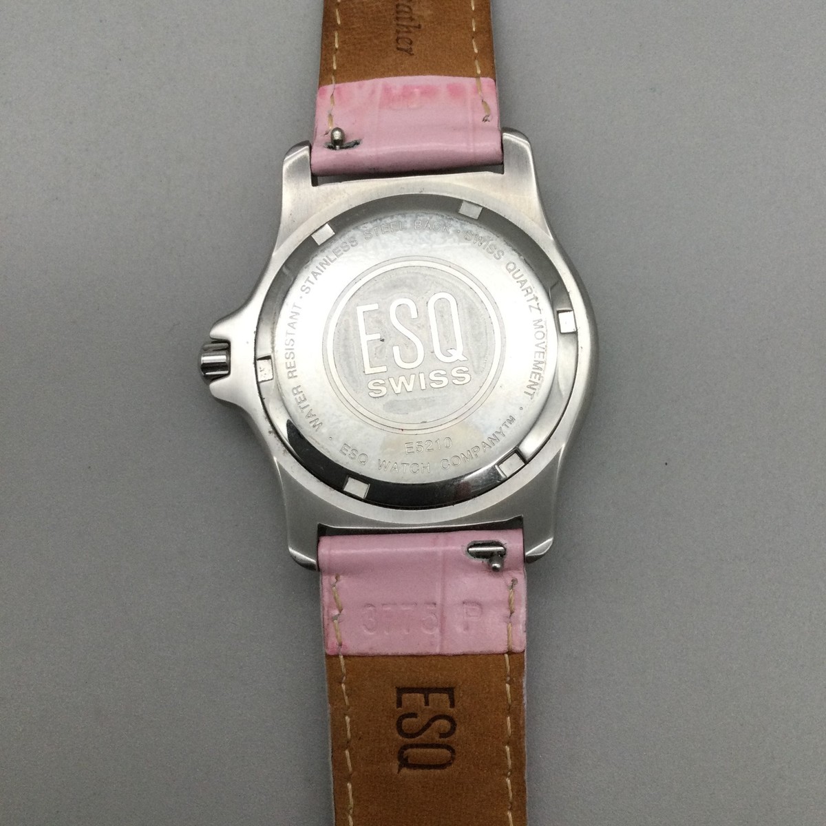 ESQ Swiss Watch Women 40mm Silver Tone MOP Date Pink Leather  display picture 3