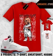 Tee Shirt Matching 5 OG Fire Red 2025 Match Sneaker Sneakerhead Chucky T-Shirt