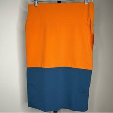 LuLaRoe Medium 10-12 Cassie Skirt-Orange Blue Pencil Skirt Knee-Length new