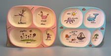 BabyCie Melamine Sectioned Toddler Plates Sea Beach Poodles Ballerina set-2