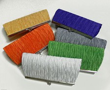 New Satin Pleated Wedding/Bridal/Evening Clutch Bag Purse Assorted Colors