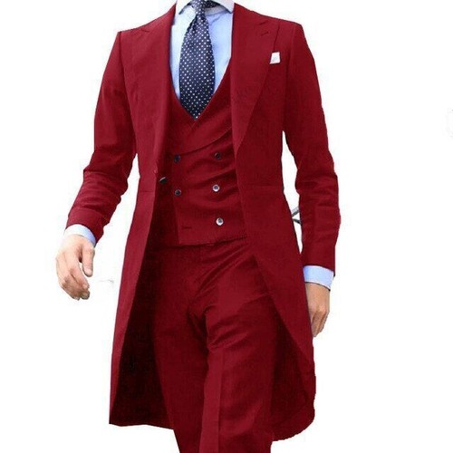 2023 New Long Coat Tuxedo P3 Piece Set (Jacket+Tank Top+Pants) Hot - Picture 27 of 28