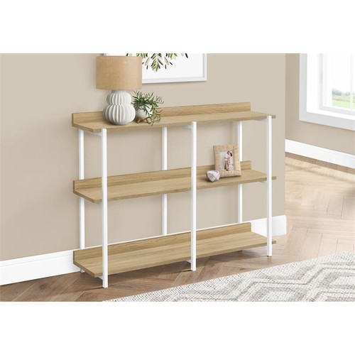 Accent Table Console Entryway Narrow Sofa Bedroom Metal Natural/White - Picture 7 of 10