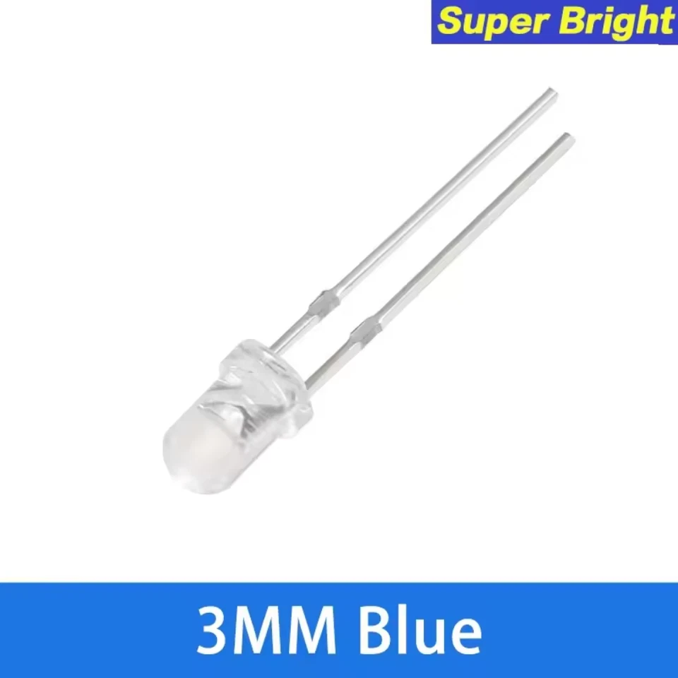 Kit 50 Diodos LED 3mm clear ROJO / AMARI / VERDE / AZUL / BLANCO - Imagen 2 de 4