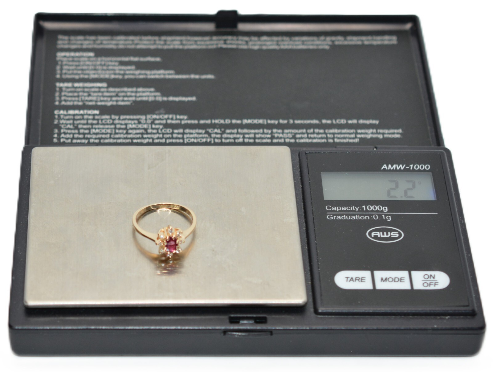 Natural Ruby & Diamond Ring 14K Solid Gold .29tcw… - image 11