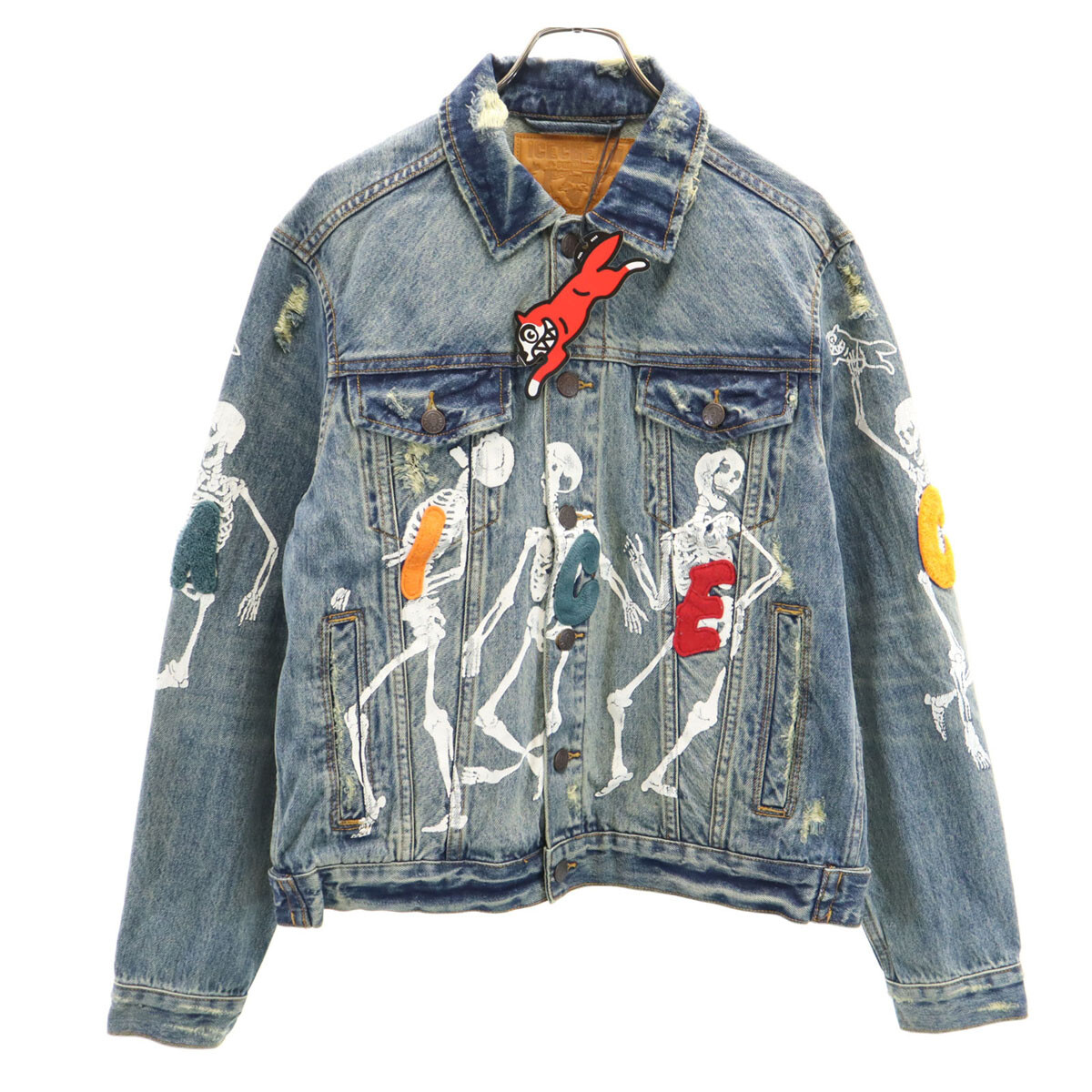 Mens Denim Denim Skeleton Jacket Mens Hip Hop Denim Jacket Vintage