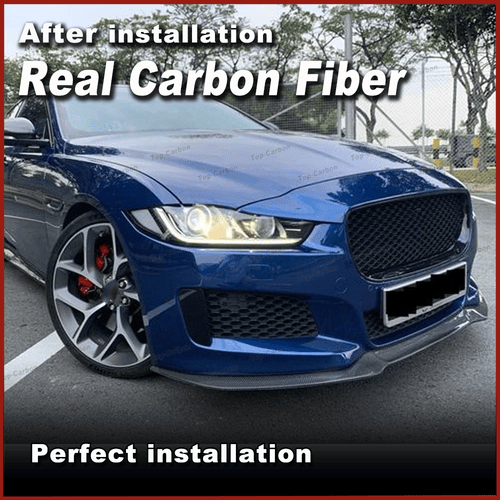 Labbro anteriore in carbonio spoiler anteriore labbro spoiler attacco adatto per Jaguar XE 2015-2017 - Foto 2 di 10