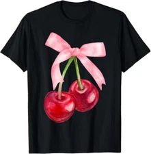 Coquette Cherry and Bow Kawaii Cherry Aesthetic Trendy T-Shirt
