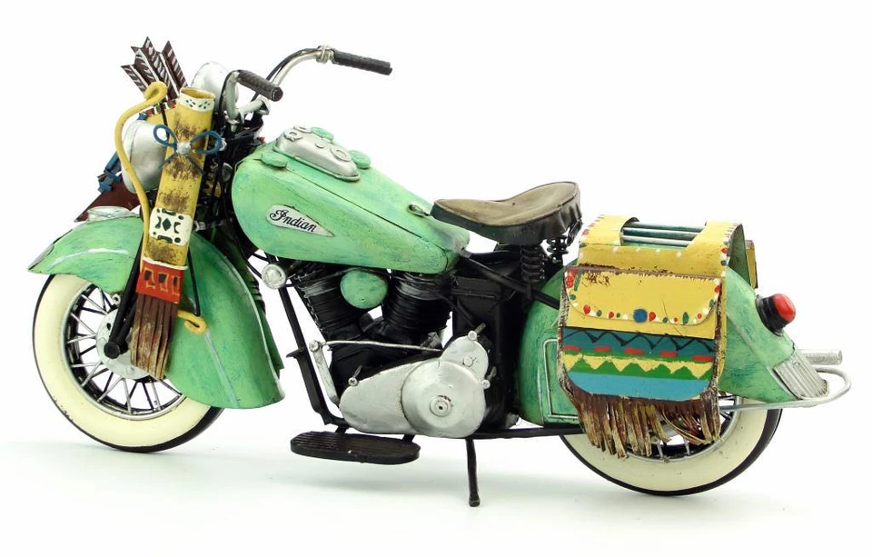 Indian Vintage Harley Motorcycle Metal Diecast Desk Moto Model Toy Collectibles - Image 4 of 4