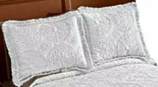 Classic Medallion Quilted Pattern White Pillow Sham Standard Size 20" x 26"