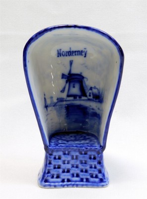 Vintage Delft NORDERNEY Souvenir Windmill Blue Ceramic Chair 4.75''