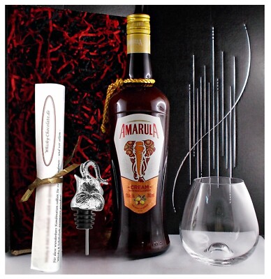 Amarula Fruit Cream Likör + 1 Ausgießer Elefant + 1 Original Amy Glas Geschenk