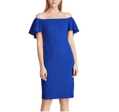 long sleeve blue dress women Marmar Halim Blue Long Sleeve Draped Crepe Gown main image 1