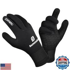 Summshall Neoprene Gloves, Water Resistance 5mm Wetsuit Gloves for Women Men 