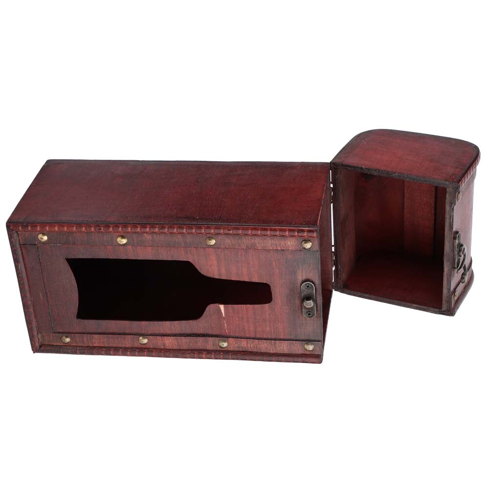 Vintage Single Red Wine Storage Box Portable Wooden Wine Package Gift