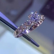 1 ct Lab Created Round Cut Diamond Women's Engagement Ring 14K White Gold Plated