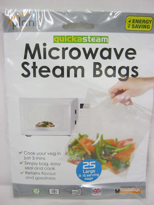 2 x Quicksteam Mikrowelle Gemüse Dampfgarer Dampfbeutel Große Packung 25
