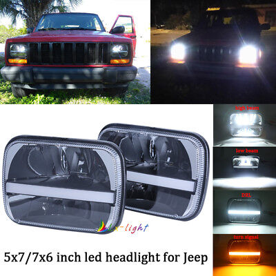 2pc 5x7 7x6 LED Headlight Hi/Lo DRL Turn Signal for Jeep Cherokee XJ YJ  Trucks 651354662750