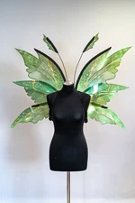 Green Fairy Wings Costume For Adult Butterfly Elf  Cosplay Iridescent Halloween