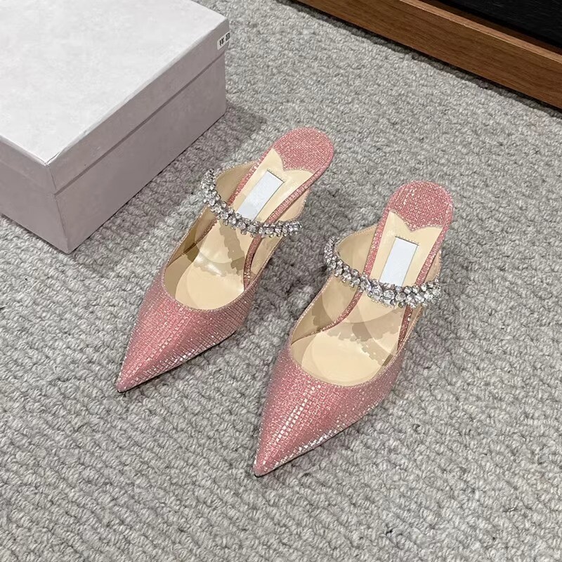 PANTOFOLA D’ORO Ciabatte donna tacco alto tacco fine catena diamantata sfumato estate