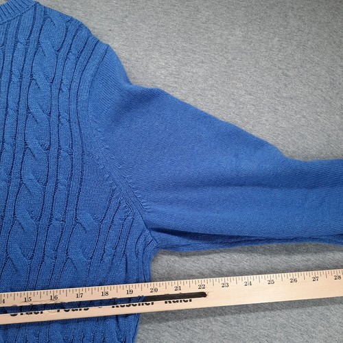Talbots Sweater Womens XL Blue Long Sleeve Crew Neck Cable Knit Pullover - Picture 9 of 10