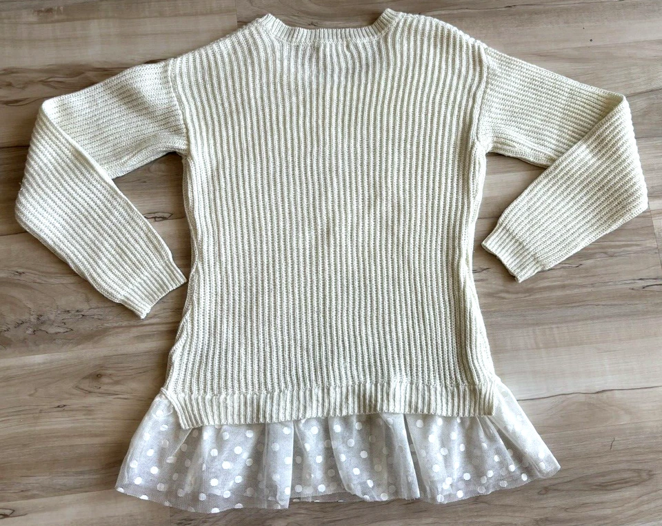 Girls Sweater by Epic Threads Ivory Acrylic Blend Knit Size XL - Image 2 of 4