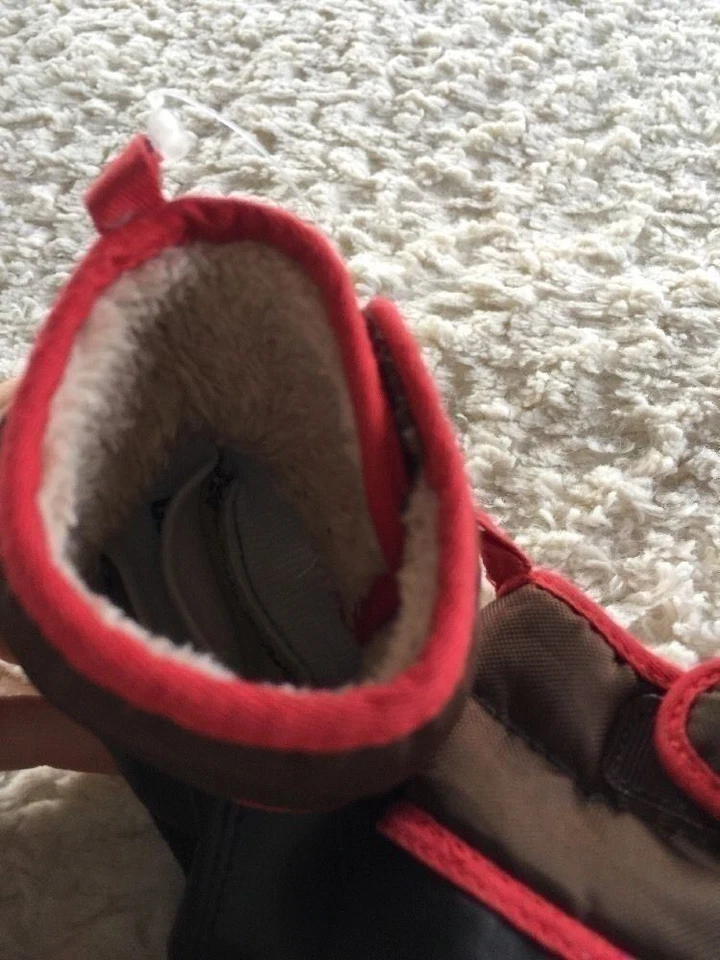 Old Navy мальчиков коричневый черный флис с подкладкой Baby ботинок ботинки 0-6 месяцев - Изображение 4 из 4