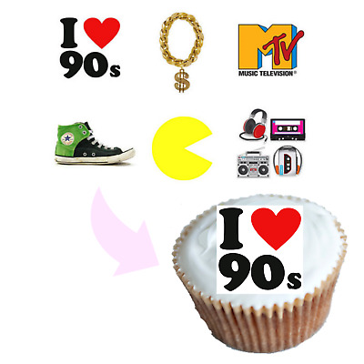 12x 90’s Nineties Cupcake Topper Pick *HANDMADE* Party Supplies 90s