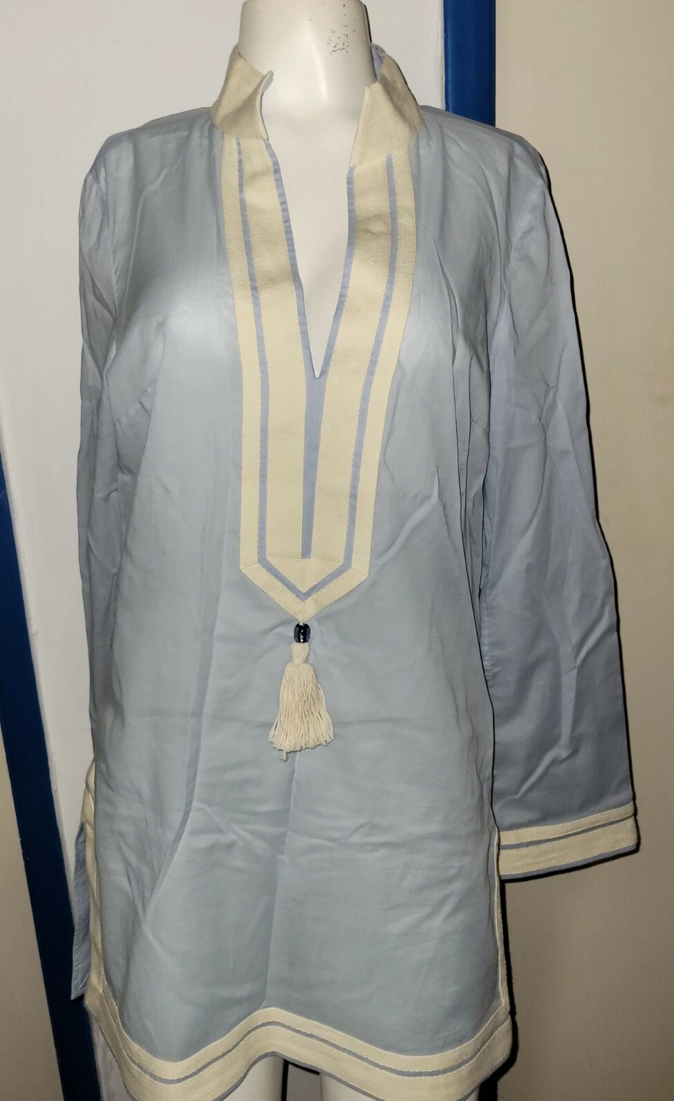 Tory Burch Tory Tunic XL Caftan Resort Swim Cover Up Blue nwt