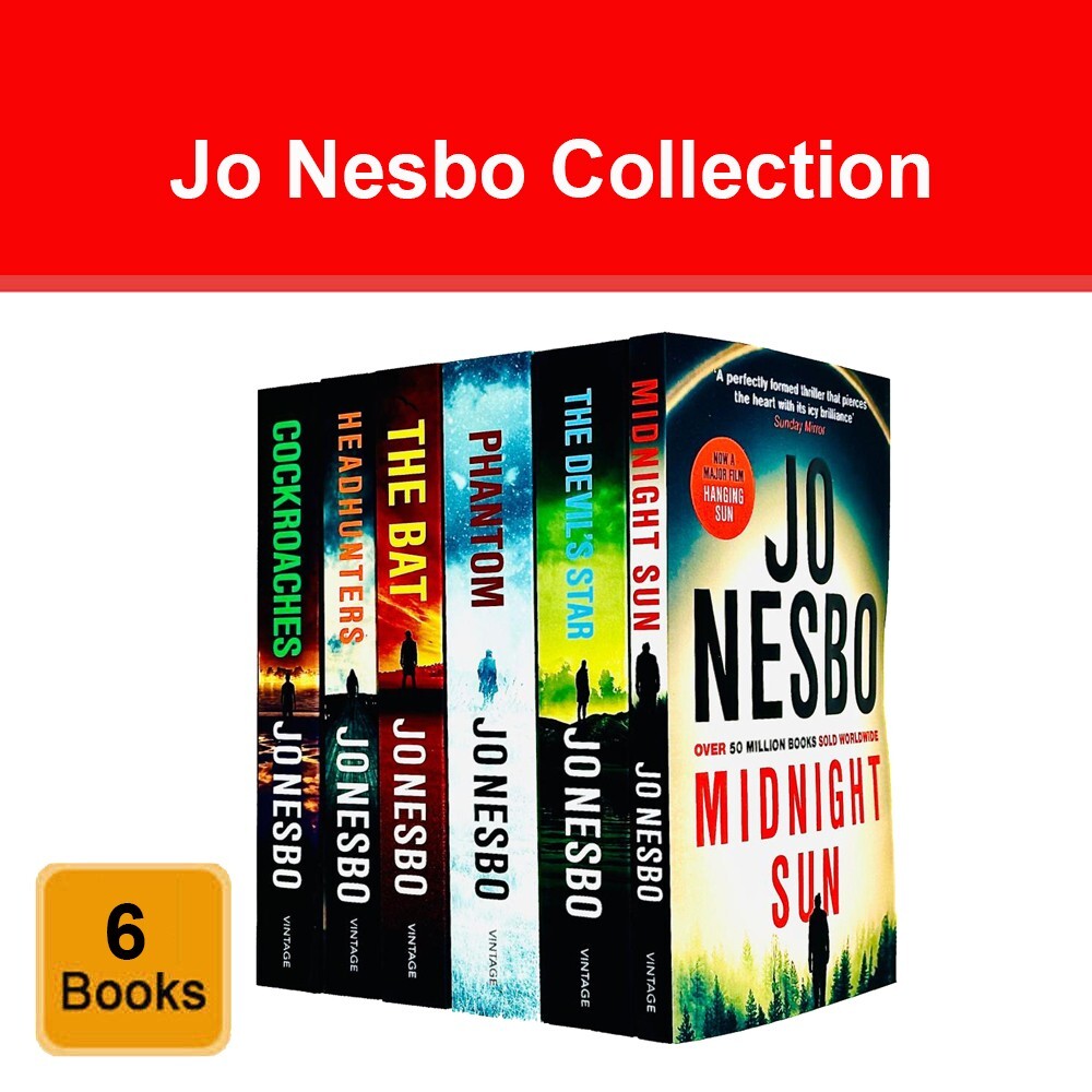 Jo Nesbo 6 Books Collection Set Midnight Sun, Headhunters, Cockroaches, Phantom