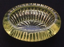 Vintage Vaseline Uranium Glass Open Salt Cellar - Oval 3  1/2" x 2  5/8"