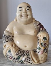 Intricate, Hand Painted Smiling (Maitraya)Budda Porcelain Statue Buddhist