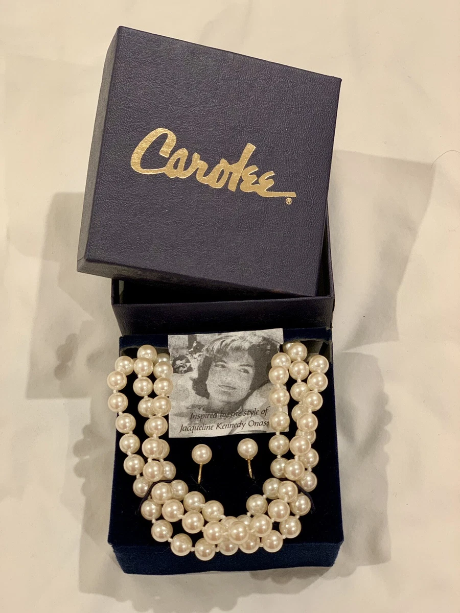 Carolee 3 layer Pearl Necklace And Earring Set Inspired By