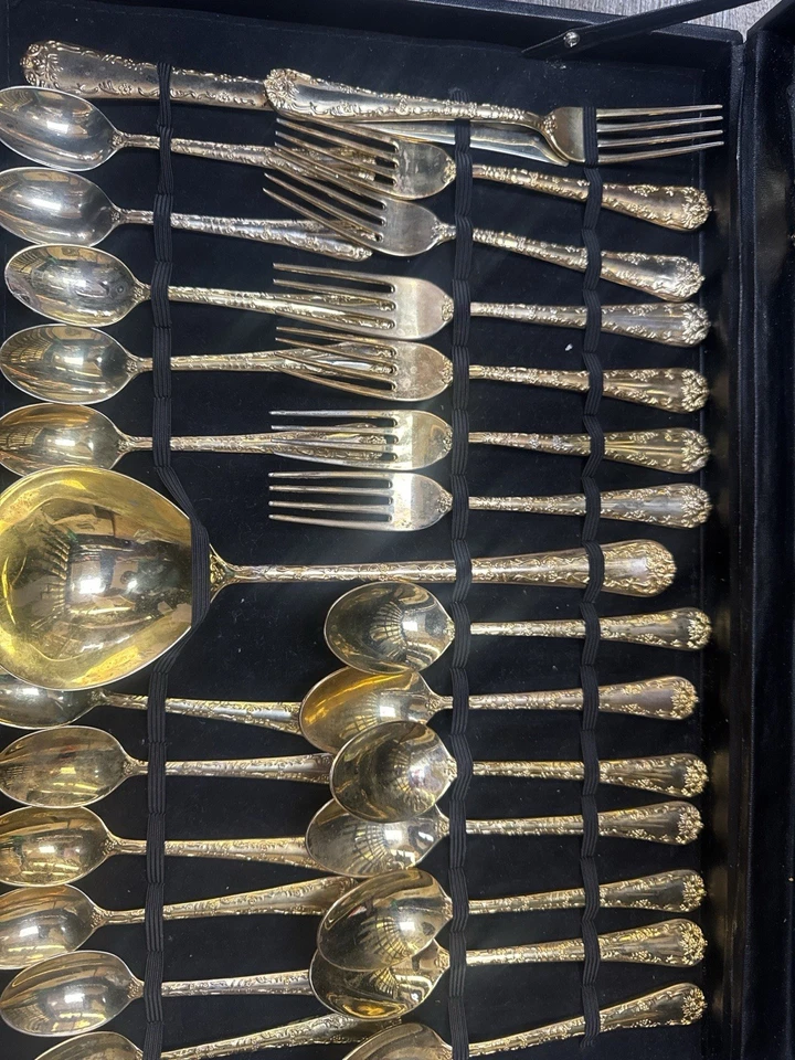 Wm. Набор позолоченных столовых приборов Rogers & Son винтажная коллекция 41 предмет - Изображение 2 из 4