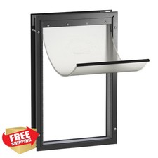 Hakuna Pets X-Large Black Aluminum Dog Cat Door for Walls Up to 2.8"