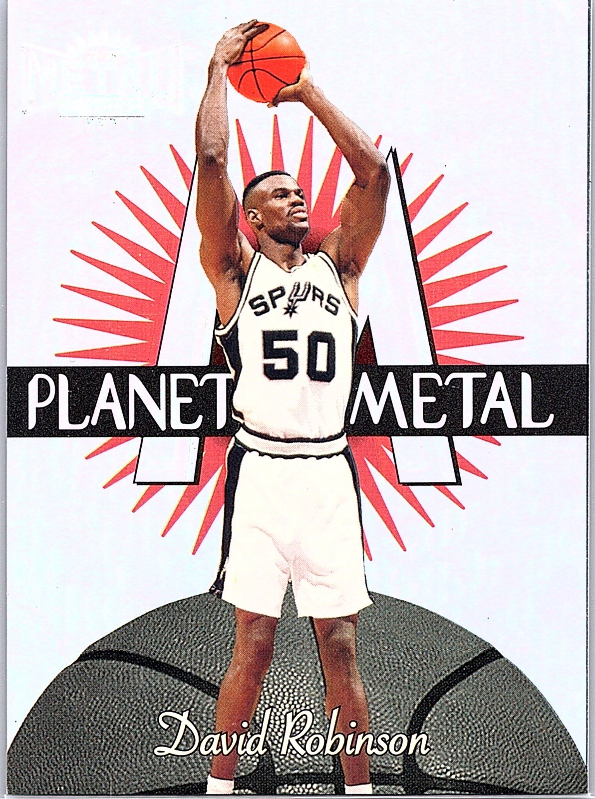 1997-98 Skybox Metal Universe Planet Metal #13PM of 15 David Robinson HOF Spurs