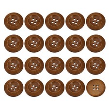 50Pcs Wooden Buttons 28mm 4 Hole Round Wood Sewing Button Craft Coffee