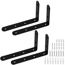 4 Pcs Black Steel Heavy Duty"L" Corner Brace Joint Angle Bracket