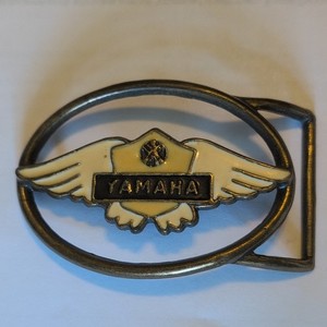 Yamaha Winged Emblem Logo Belt Buckle - Oval Metal Winged Logo Emblem