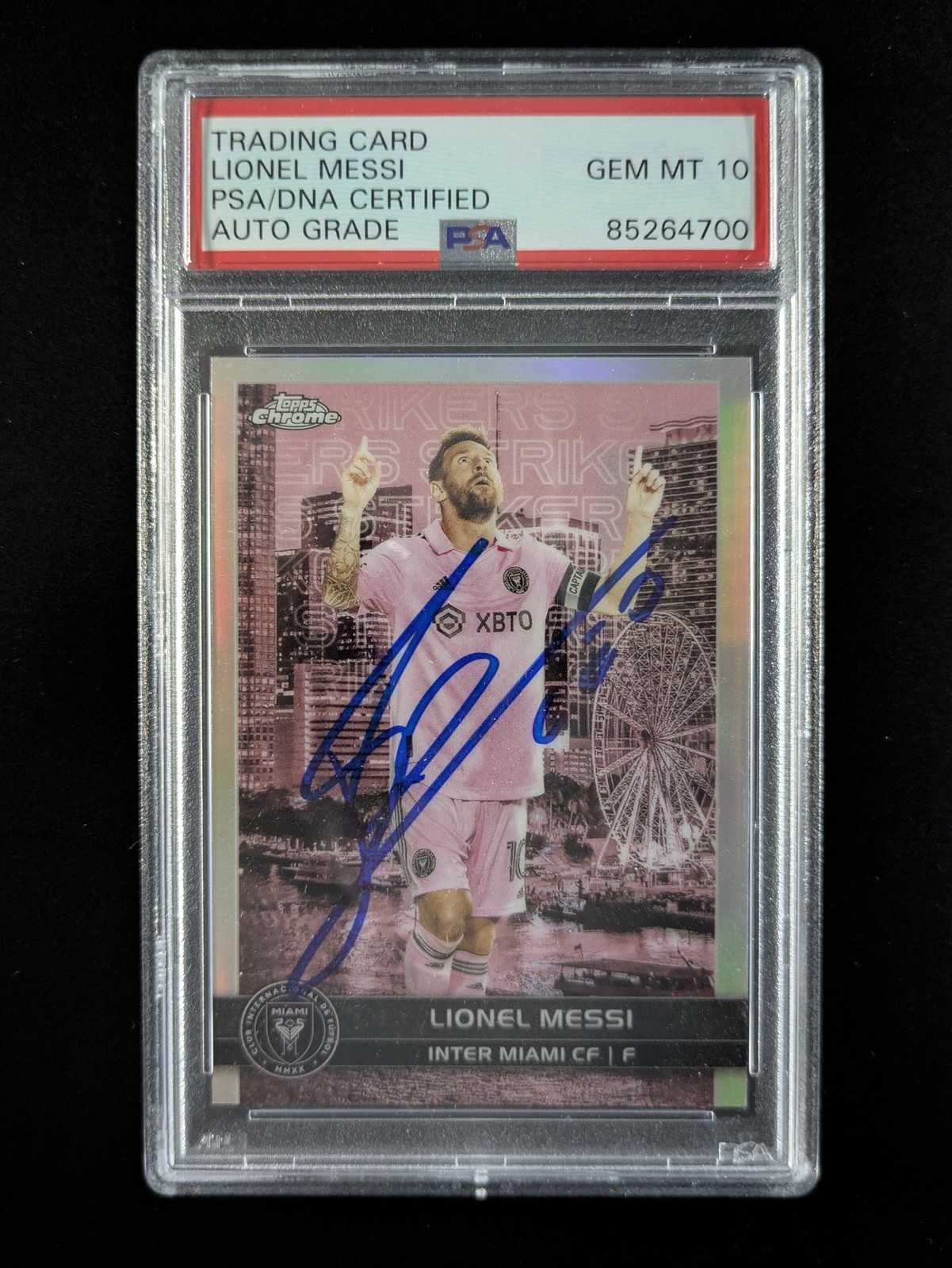 2023-24 Topps Chrome MLS LIONEL MESSI Hard Signed Auto Inter Miami #BCS-7 PSA 10 view 1