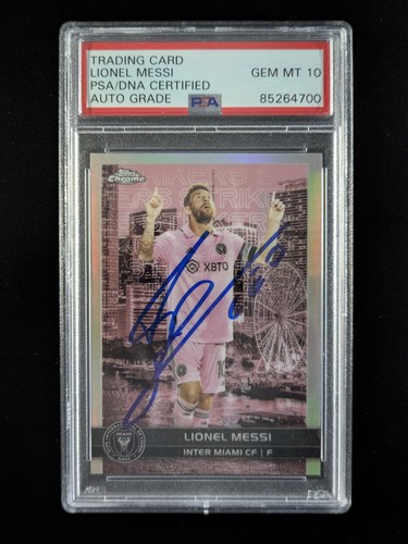 2023-24 Topps Chrome MLS LIONEL MESSI Hard Signed Auto Inter Miami #BCS-7 PSA 10